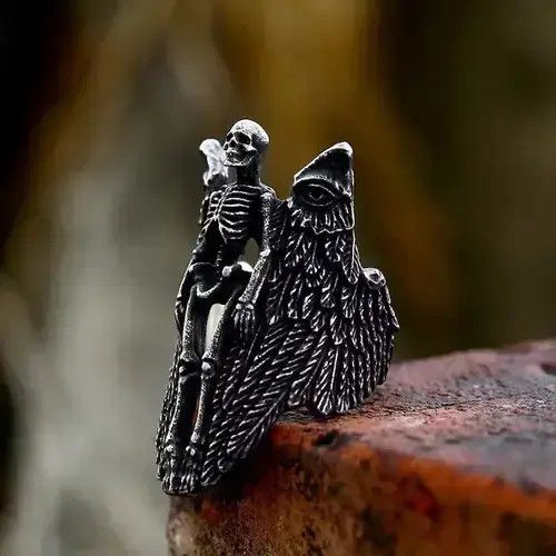 Jewelry Skull Angel Ring Skull Wings Ring🔥🔥🔥 Size ONE SIZE - 4 Thumbnail