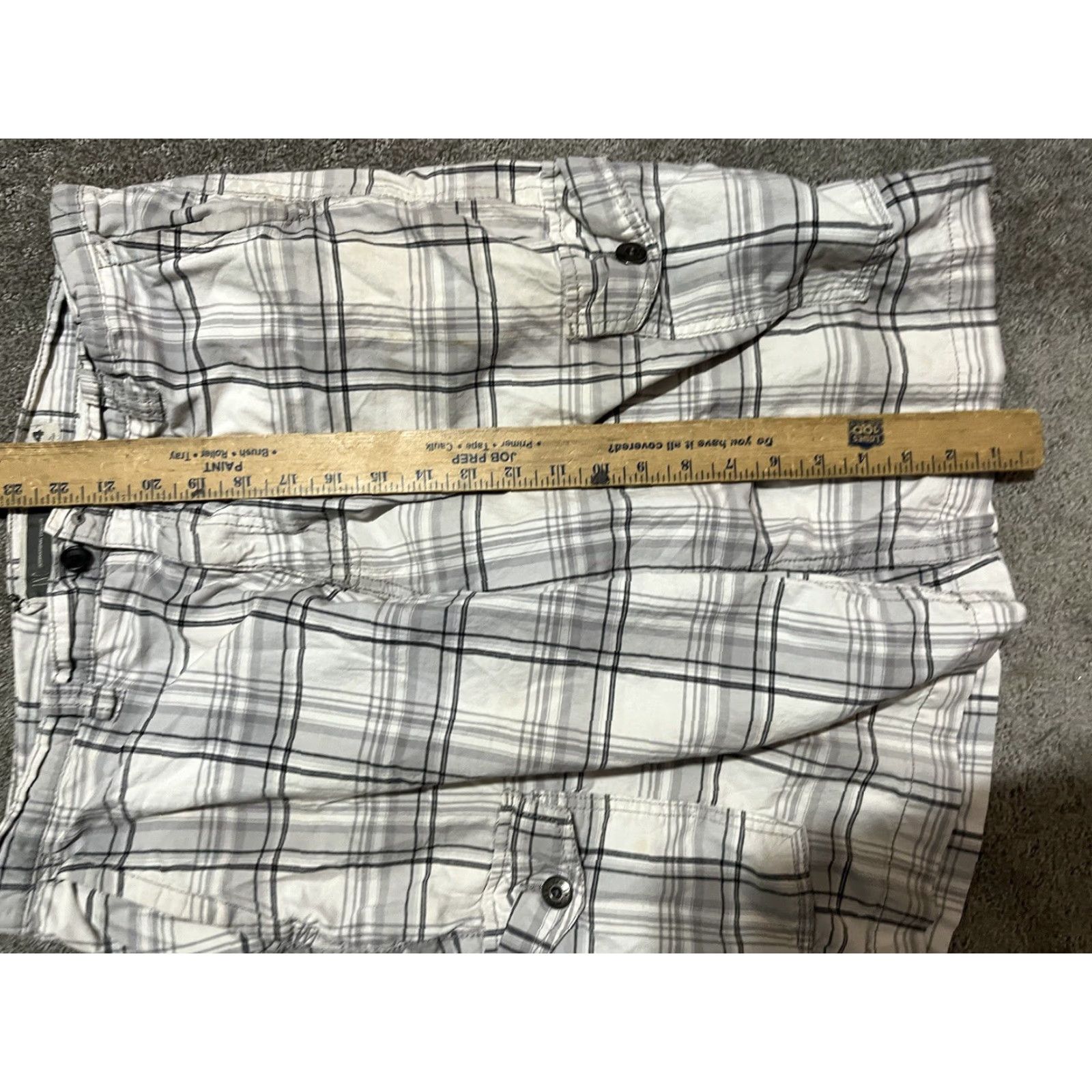 Vintage I.N.C. International Concepts Cargo Shorts Men 38 Gray Plaid 100% Cotton Casual Outdoor Size US 38 / EU 54 - 4 Thumbnail