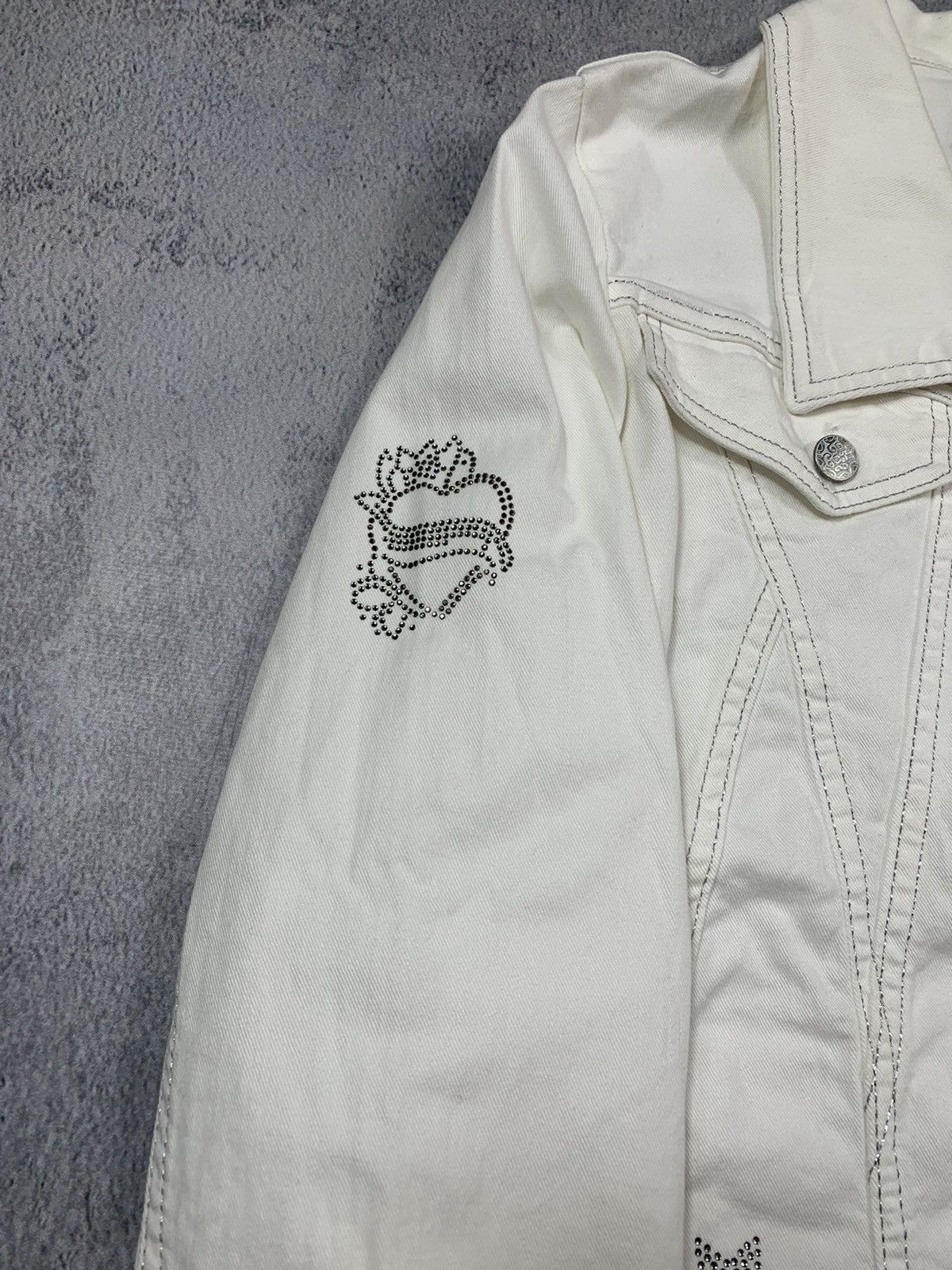 Japanese Brand × Vintage Vintage Y2K Crown wings Sequins denim jacket opium style XL Size XL / US 12-14 / IT 48-50 - 12 Thumbnail