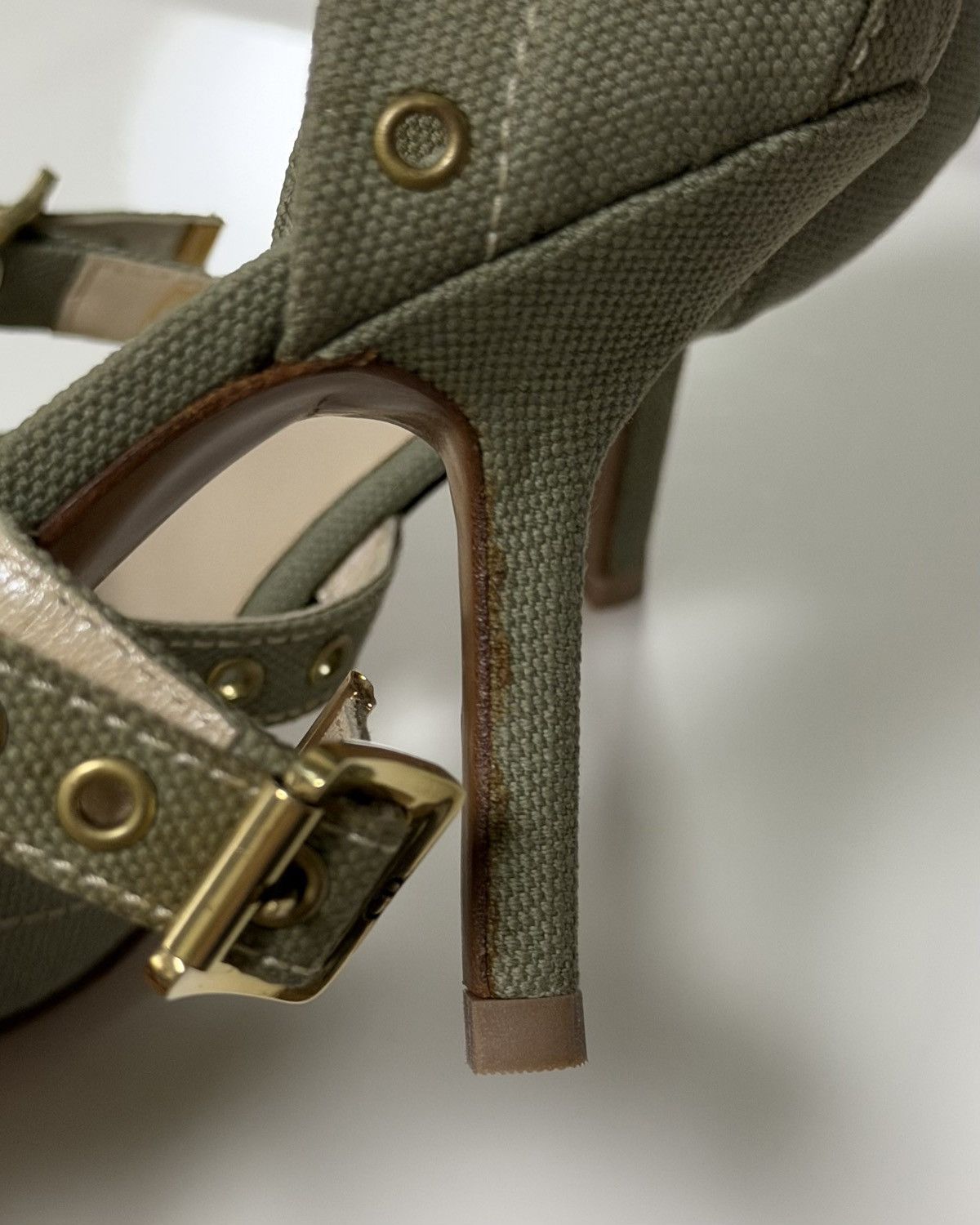 Dior CHRISTIAN DIOR S/S 2002 Canvas Grommet Mary Jane Heels Size US 6 / IT 36 - 7 Thumbnail