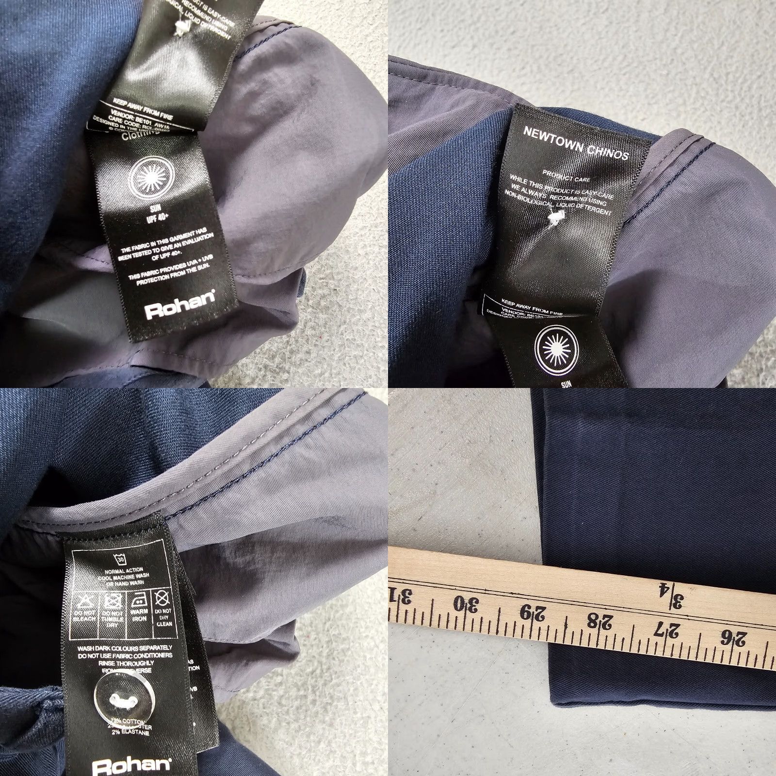 Vintage Rohan Pants Mens 30x29 Blue Chino Flat Front Stretch Cotton Twill Button Zipper Classic Size US 30 / EU 46 - 9 Thumbnail