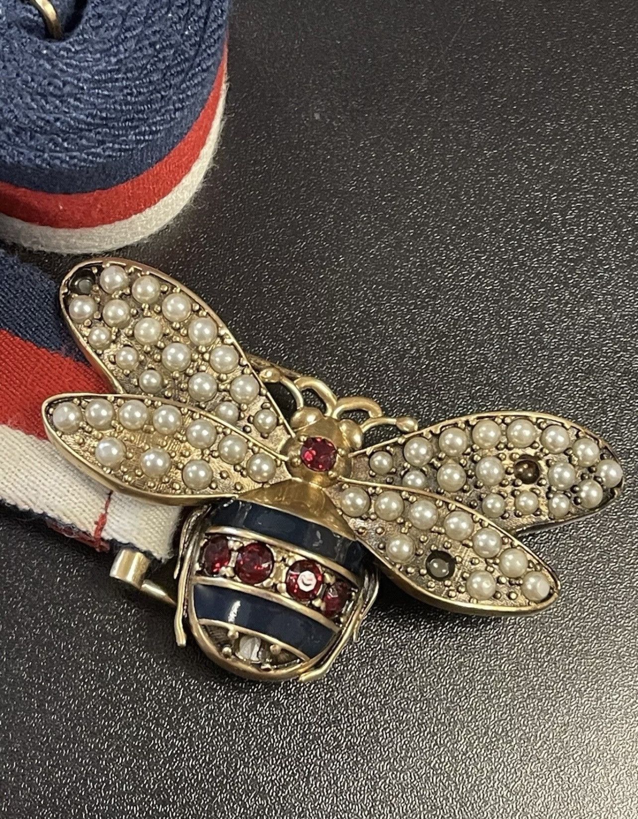 Gucci Gucci Sylvie Bee Web Buckle Belt Tricolor Canvas Size 75cm Size ONE SIZE - 2 Thumbnail