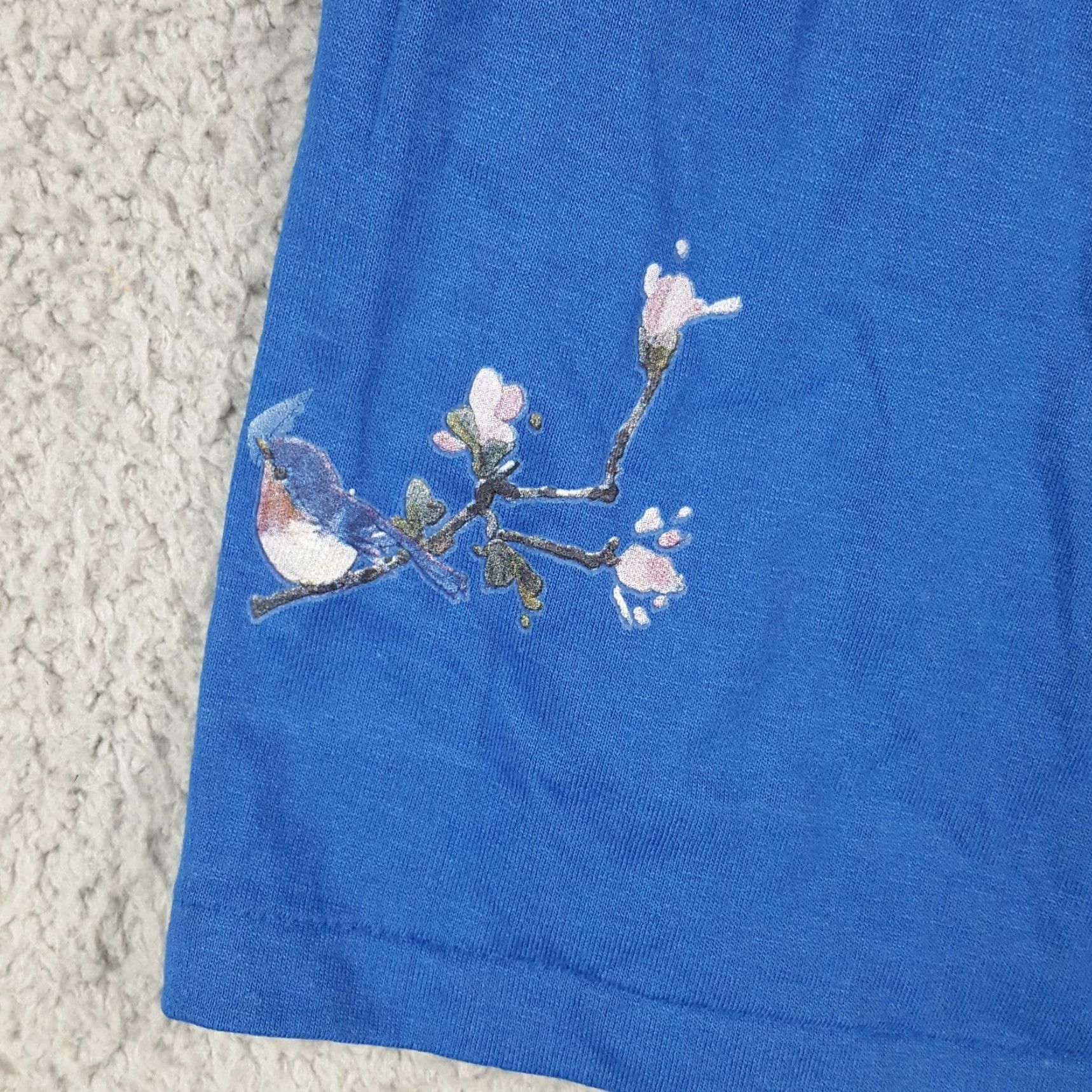 Vintage Vintage 80s Blue Bird Flower Nature Sz XL Relaxed Stretch Paperbag Lounge Shorts Size 40" / US 18 - 3 Thumbnail