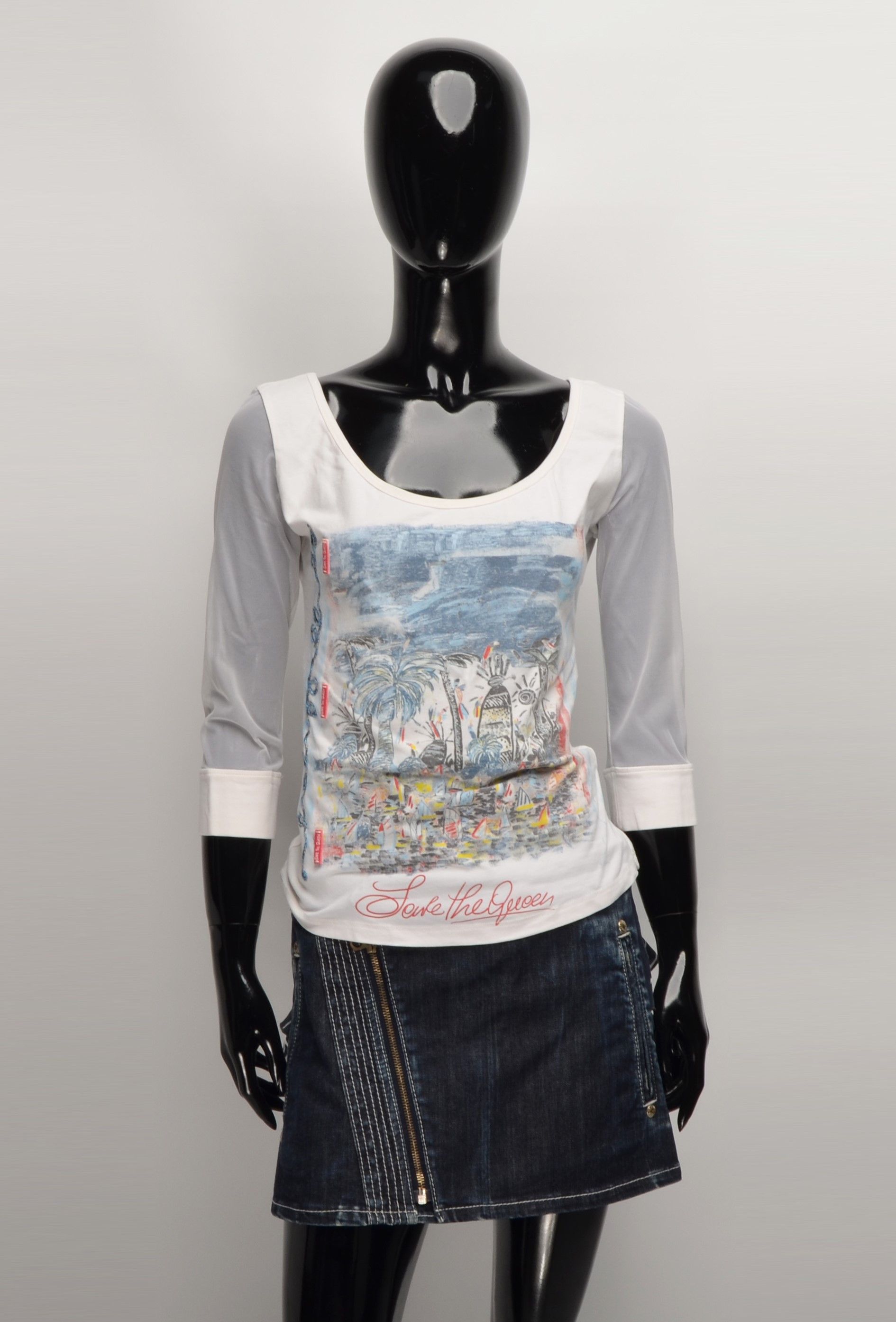 Other Vintage Save the Queen Mesh Printed Top Size M / US 6-8 / IT 42-44 - 1 Thumbnail
