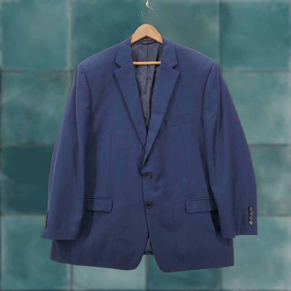 Ralph Lauren Lauren Ralph Lauren Blazer Mens 48R Blue 100% Wool Two Button Notch Lapel Lined Size 48R - 1 Thumbnail