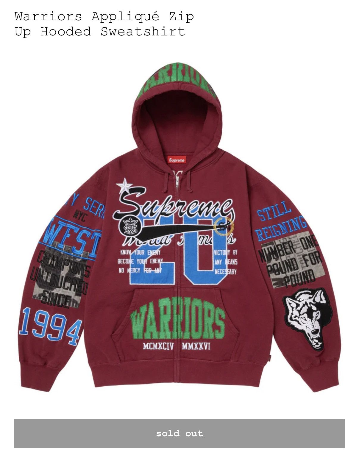 Supreme Collegiate Appliqué Zip Up Hooded Sweatshirt | Grailed