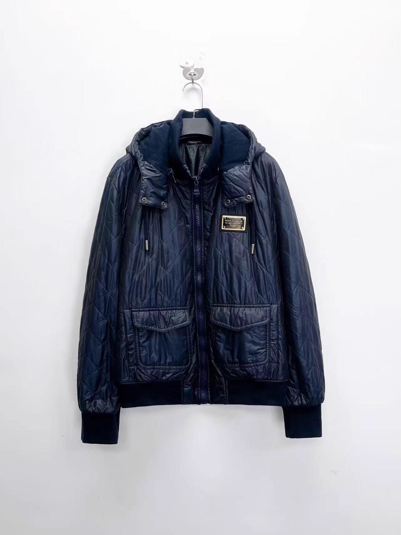 Dolce & Gabbana DG Navy Metallic Nylon Coated Hooded Jacket 54 Unisex Size US L / EU 52-54 / 3 - 1 Thumbnail