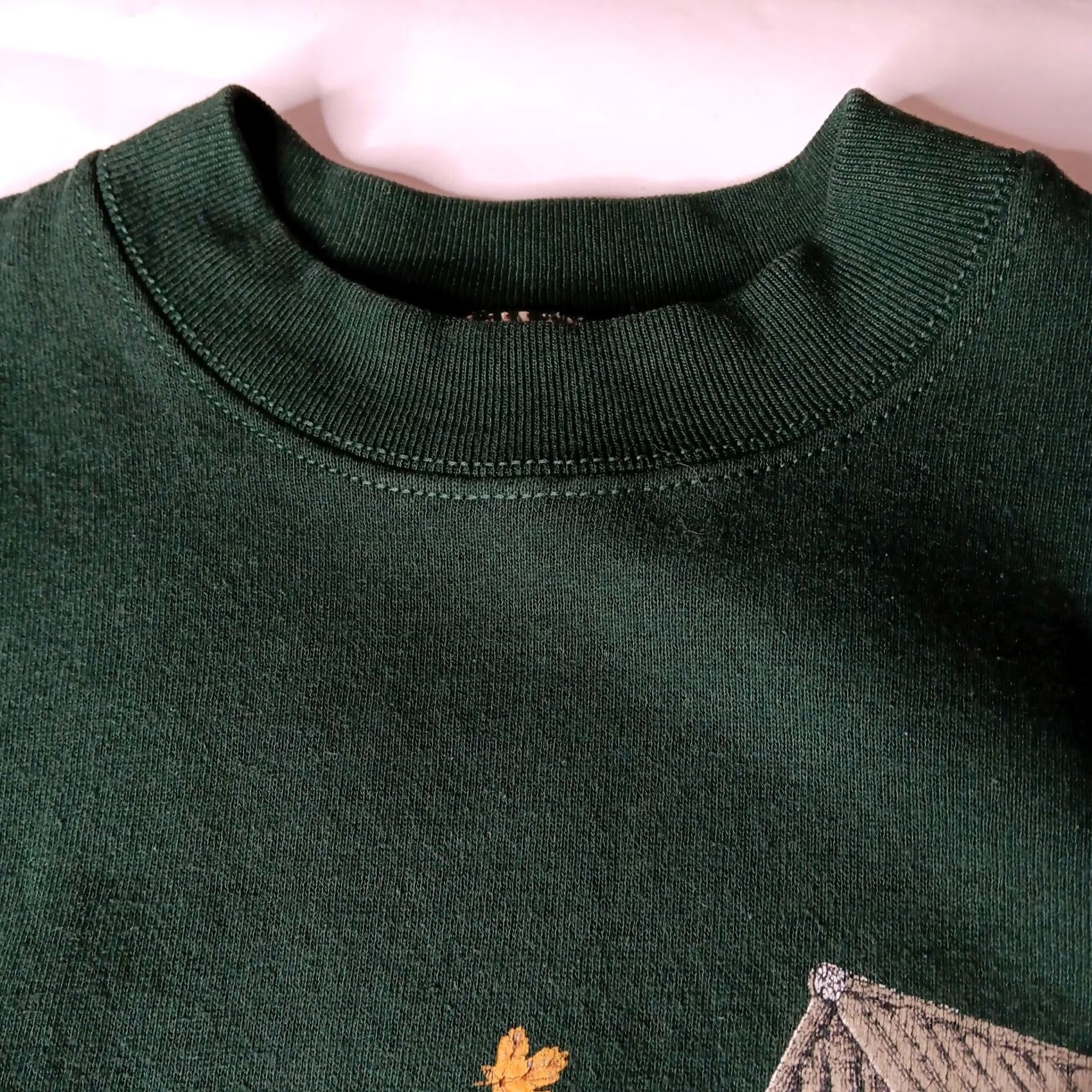 Fruit Of The Loom VINTAGE Fruit of the Loom Sweatshirt Woman L Green Nature Tree Birds Crew Neck Long Sleeve Pullover KnIT Fall Size L / US 10 / IT 46 - 3 Thumbnail