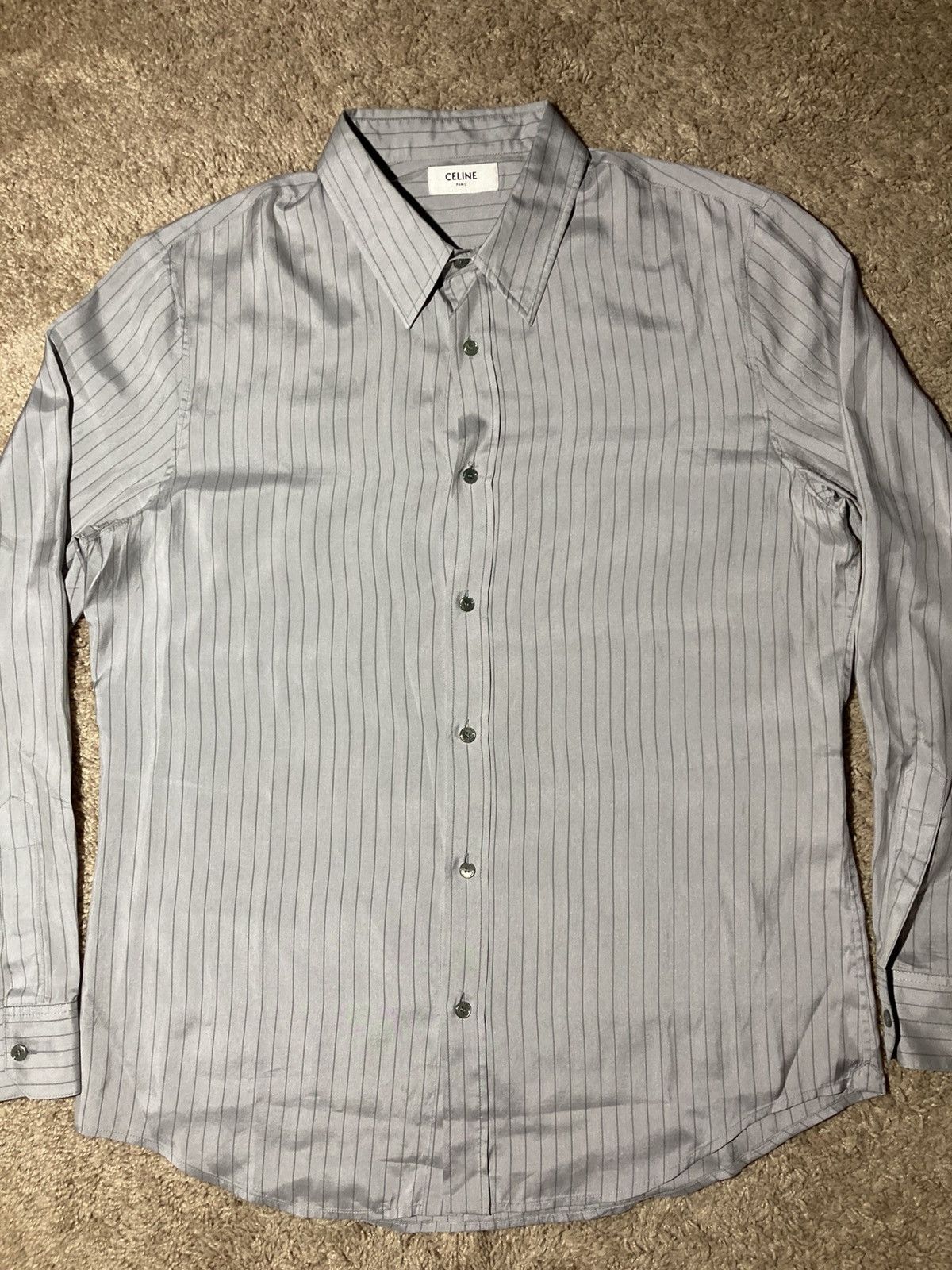Celine AW23 Celine Silk Striped Carnaby Shirt 43 Button Hedi 2023 Size US XL / EU 56 / 4 - 2 Thumbnail