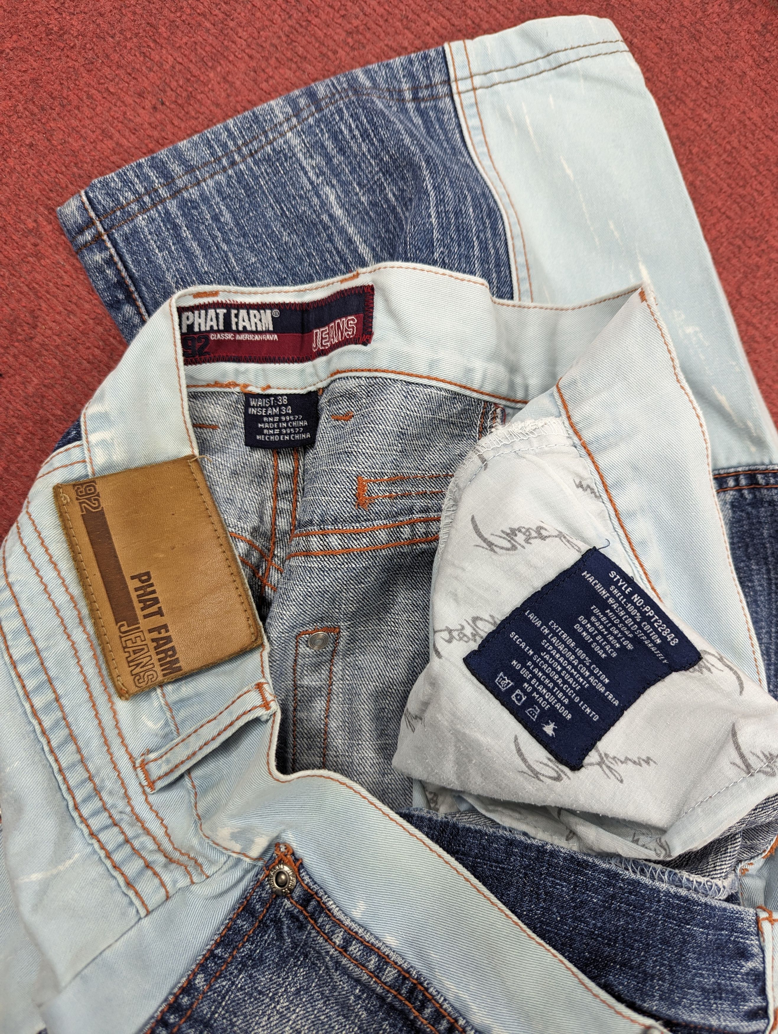 Phat Farm Vintage Phat Farm Patchwork Baggy Style Jeans Size US 36 / EU 52 - 17 Thumbnail