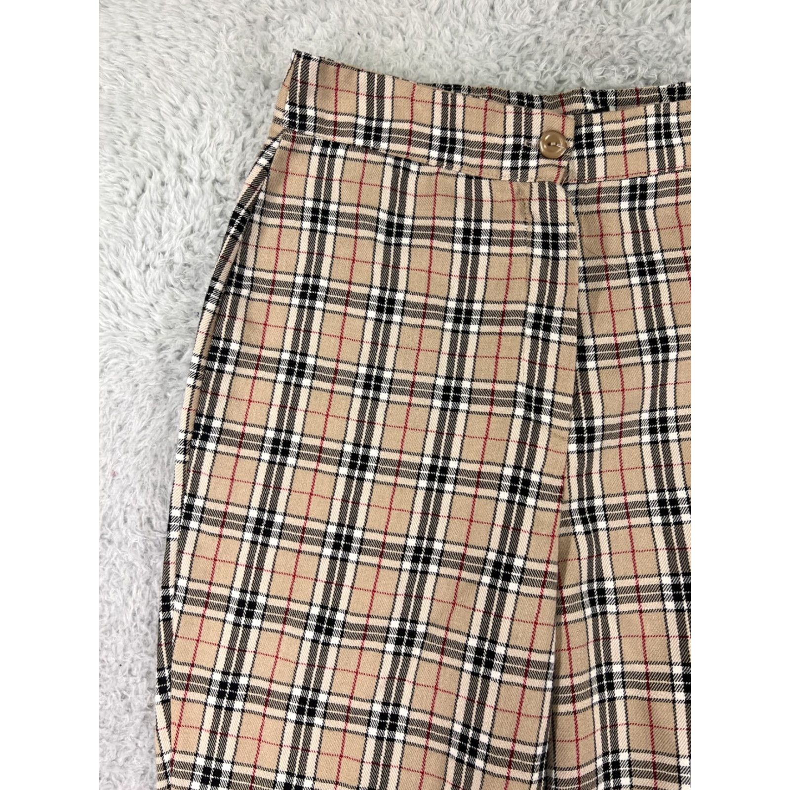 Nasty Gal Nasty Gal Pants Womens 6 Beige Plaid Polyester Blend Zip Fly Casual Wear Size 28" / US 6 / IT 42 - 7 Thumbnail
