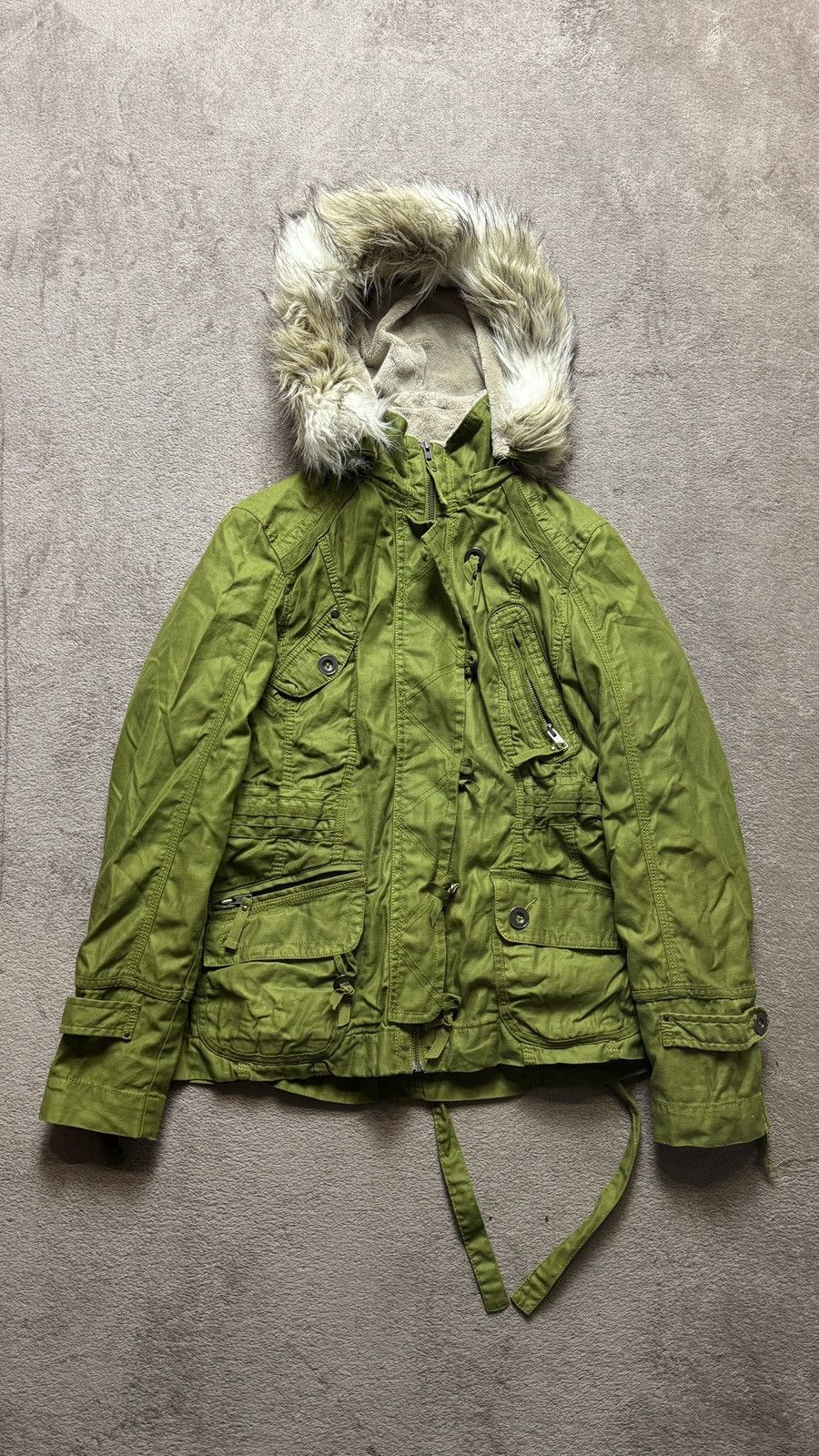 Japanese Brand Military Vintage Faded Fur Hood Jacket y2k Goa LGB Dsquared2 Size US M / EU 48-50 / 2 - 1 Thumbnail
