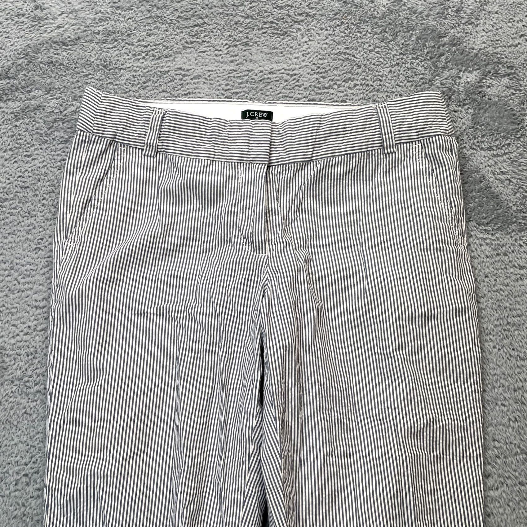 J.Crew VINTAGE J.CREW Pants Womens 6 Blue Seersucker Striped City Fit Straight Leg Size 28" / US 6 / IT 42 - 4 Thumbnail