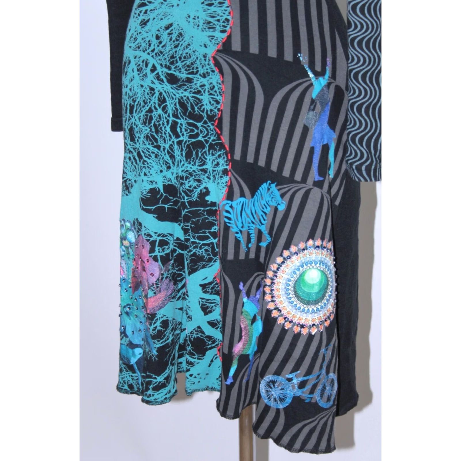 Desigual Desigual Dress XS Multicoloured A-Line Midi Womens with Red Flower Pattern Size XS / US 0-2 / IT 36-38 - 2 Thumbnail