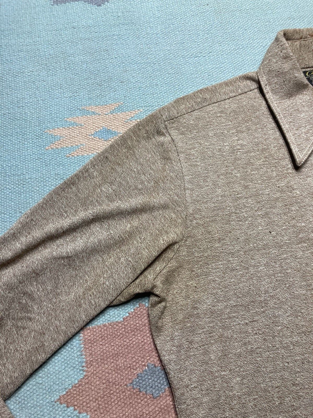 Vintage 60s long sleeve polo shirt poly cotton knit dagger collar L Size US L / EU 52-54 / 3 - 5 Thumbnail