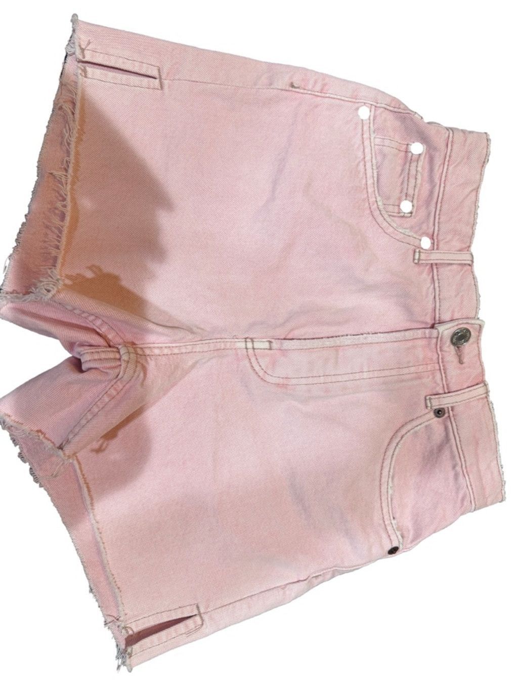 Zara Zara Pink High-Rise Denim Shorts 4 Size 27" / US 4 / IT 40 - 2 Thumbnail