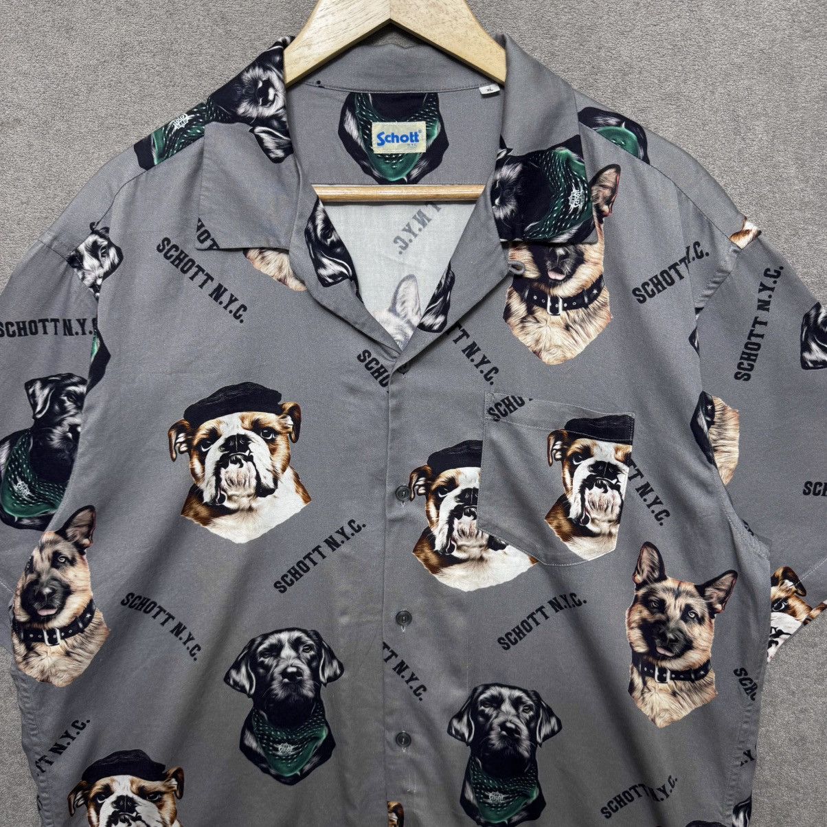 Schott Schott Rayon Open Collar Aloha Total Patern Dog Logo Shirt Size US XL / EU 56 / 4 - 2 Thumbnail