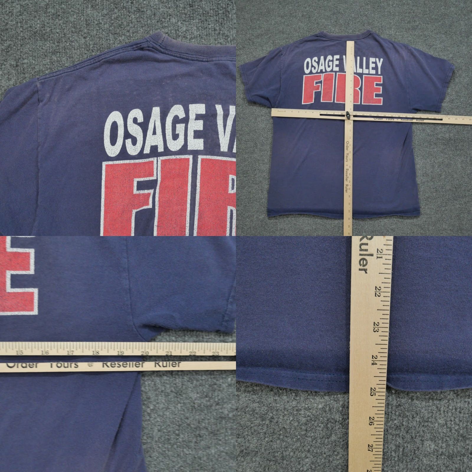 Hanes VINTAGE Hanes T-Shirt Blue Fire Department Men L Crew Neck Short Sleeve Distressed Graphic Print Faded 90s Size L Size US L / EU 52-54 / 3 - 9 Thumbnail