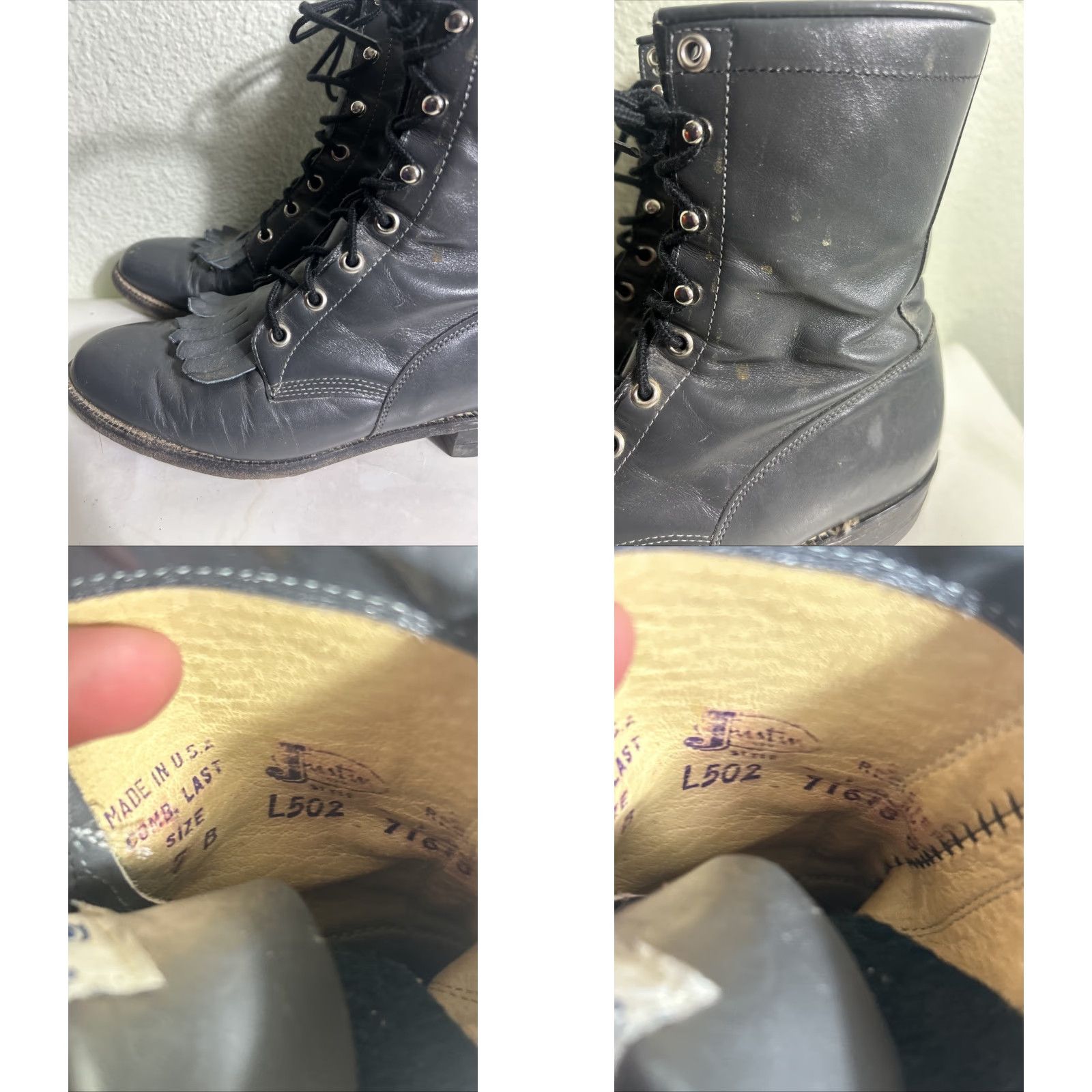 Justin Boots VINTAGE Justin Boots Western Shoes Women Gray Leather Lacer Up Boots 7 B Size US 7 / IT 37 - 9 Thumbnail