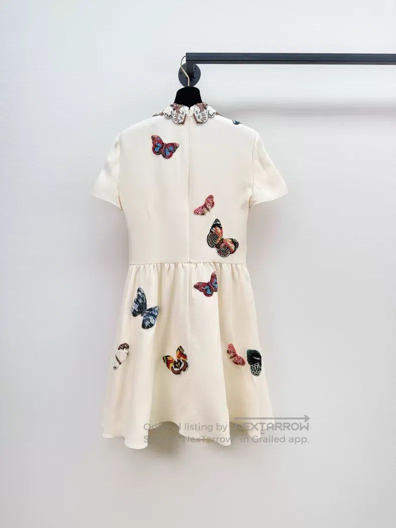 Valentino Valentino Wool mulberry silk butterfly dress Size L / US 10 / IT 46 - 5 Thumbnail