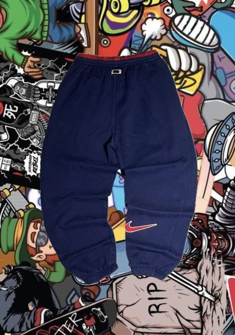 Nike Vintage 90s Nike Wide-Leg Cotton Joggers – Navy Blue, Size M Size US 32 / EU 48 - 2 Thumbnail