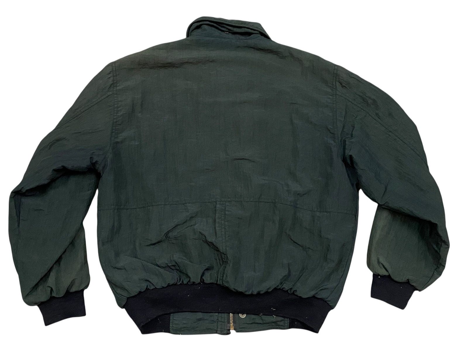 Vintage Vtg Green Crinkled Nylon Bomber Jacket Sherpa Lined Size US L / EU 52-54 / 3 - 3 Thumbnail