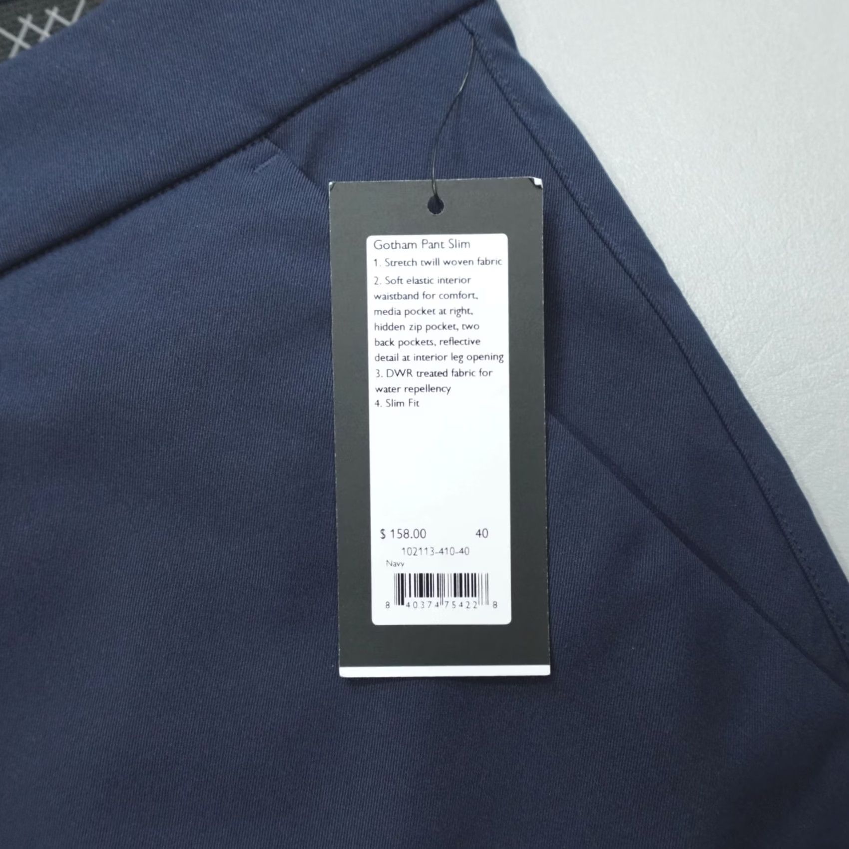 Rhone Rhone Gotham Slim Fit Stretch Pants Men’s 40x32 Navy DWR Twill Woven 48 Size US 40 / EU 56 - 2 Thumbnail