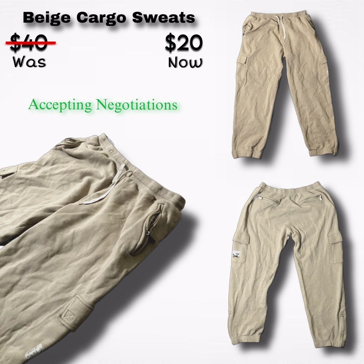 Other Beige Cargo Sweats Size US 34 / EU 50 - 2 Thumbnail