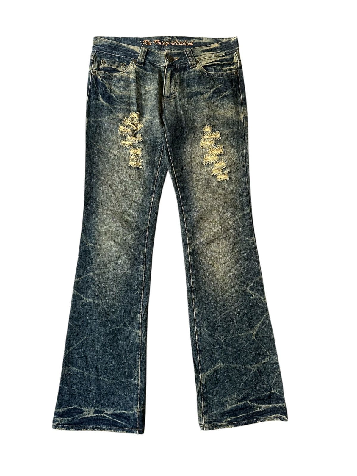 Tornado Mart FLARE Sky Bomber Distressed Claw Marks Design Denim Size US 31 - 1 Thumbnail
