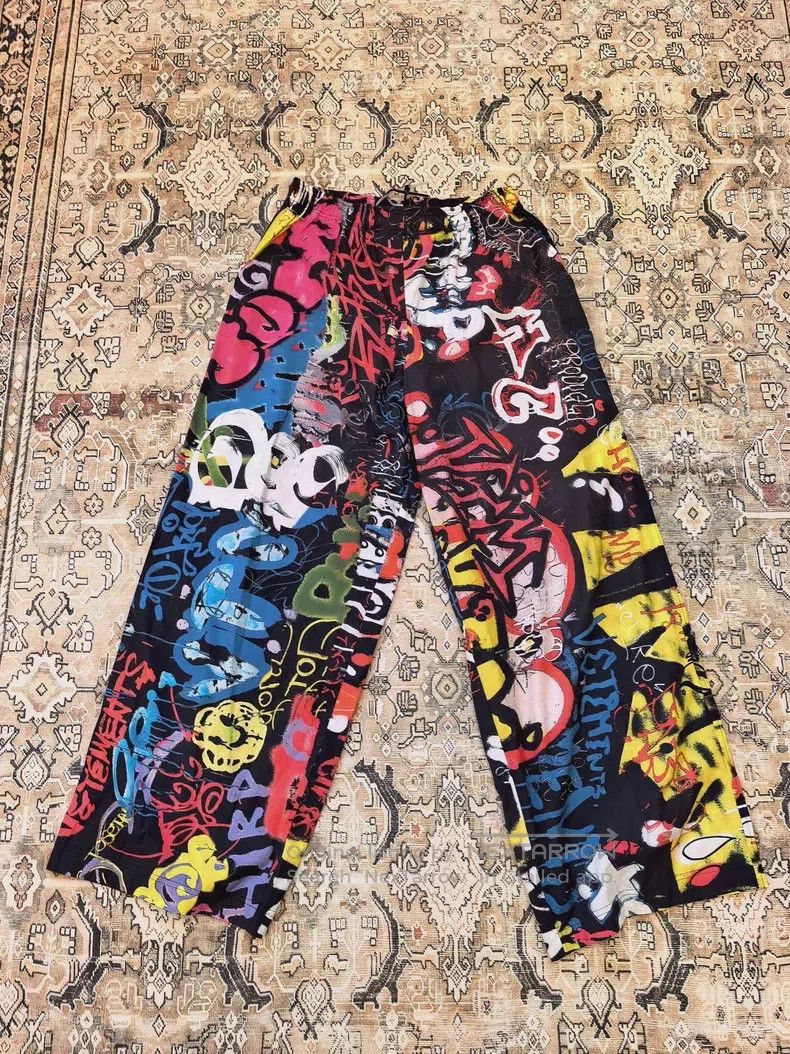 Vetements VETEMENTS size XS Graffiti Wide Leg Pants in Black Size US 26 / EU 42 - 1 Thumbnail