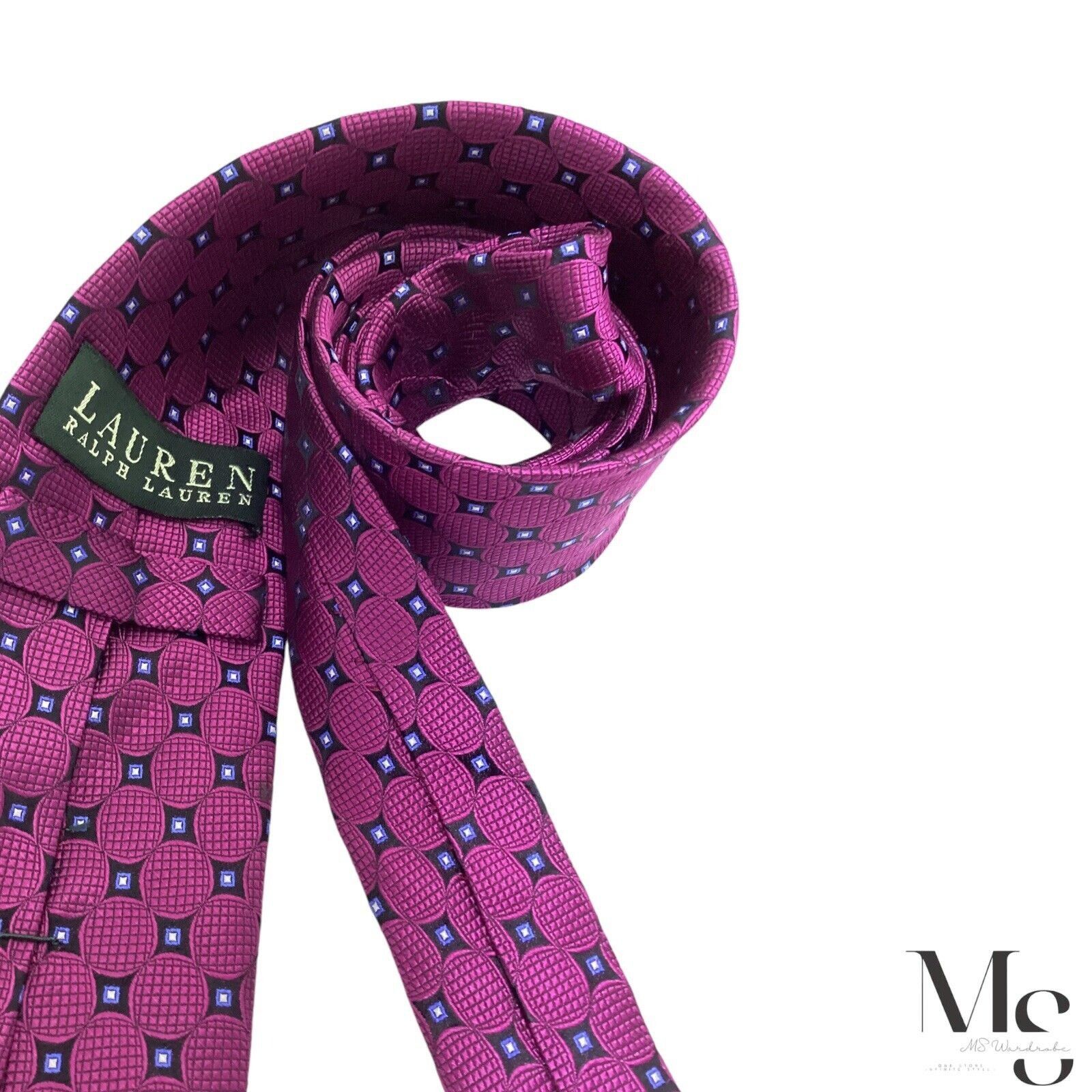 Ralph Lauren LAUREN RALPH LAUREN Purple Geometric Silk Tie W: 3.25" EX CO Size ONE SIZE - 6 Thumbnail