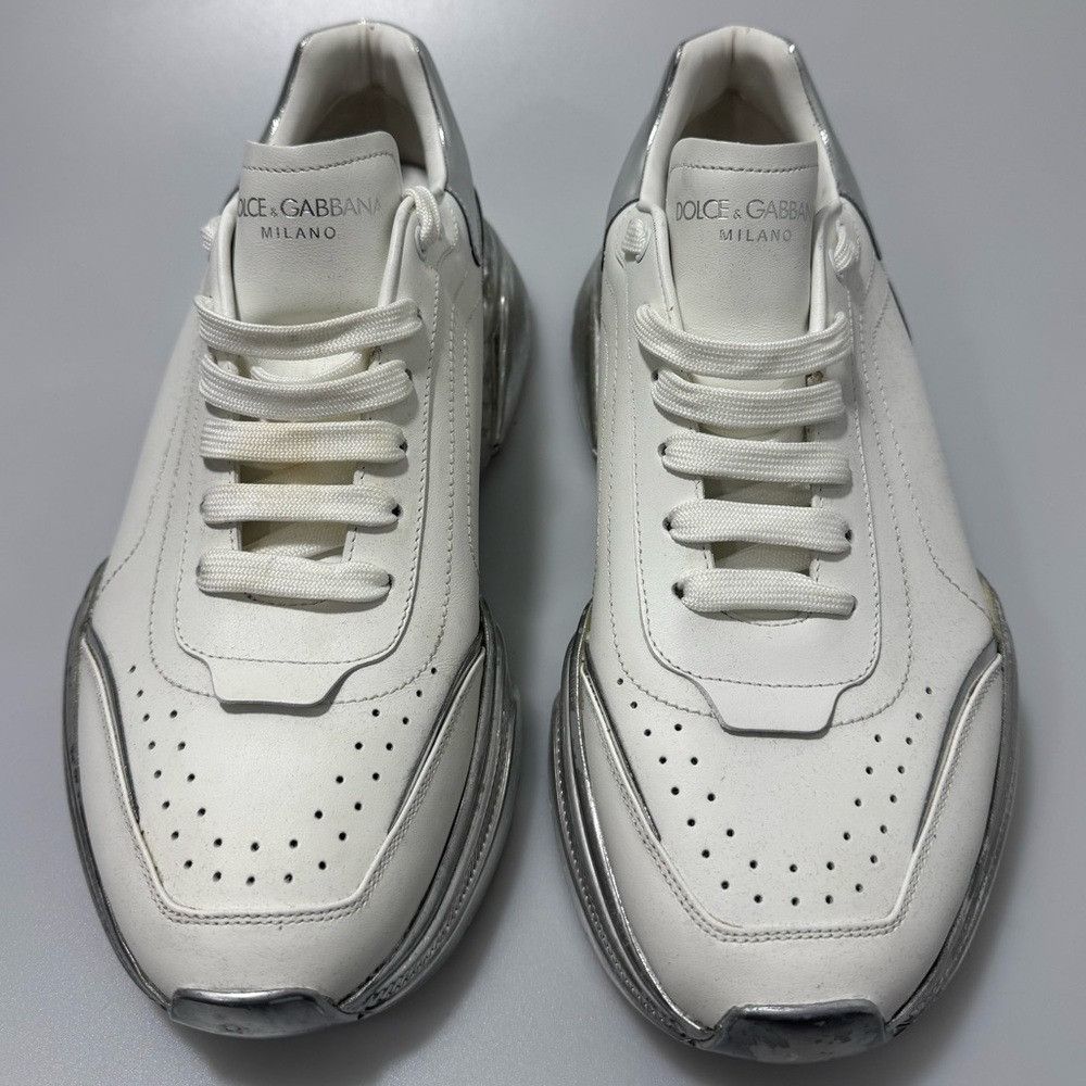 Dolce & Gabbana DOLCE & GABBANA Sneakers White Silver Leather Daymaster Size Size US 10 / EU 43 - 1 Thumbnail