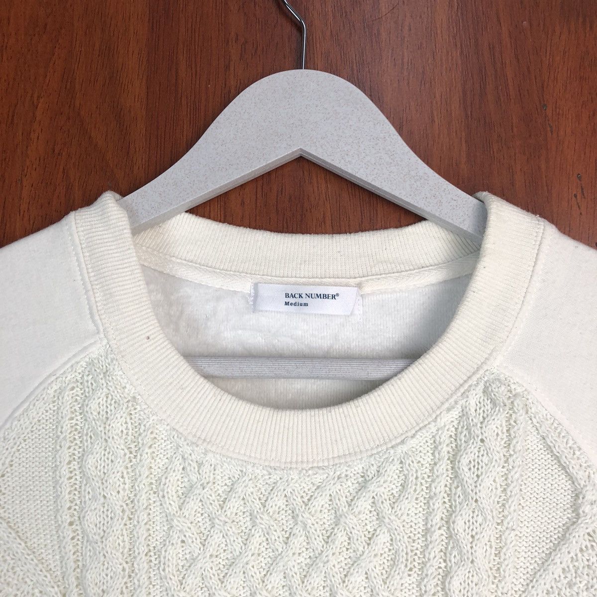 Homespun Knitwear × Japanese Brand Back Number White cable Knitwear sweatshirt #7521 Size S / US 4 / IT 40 - 4 Thumbnail