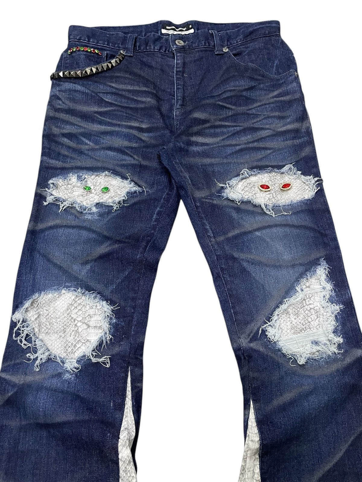 If Six Was Nine × semanticdesign Semantic Design Snake Shedding Skin Stud Flare Stacked Jeans Size US 30 / EU 46 - 6 Thumbnail