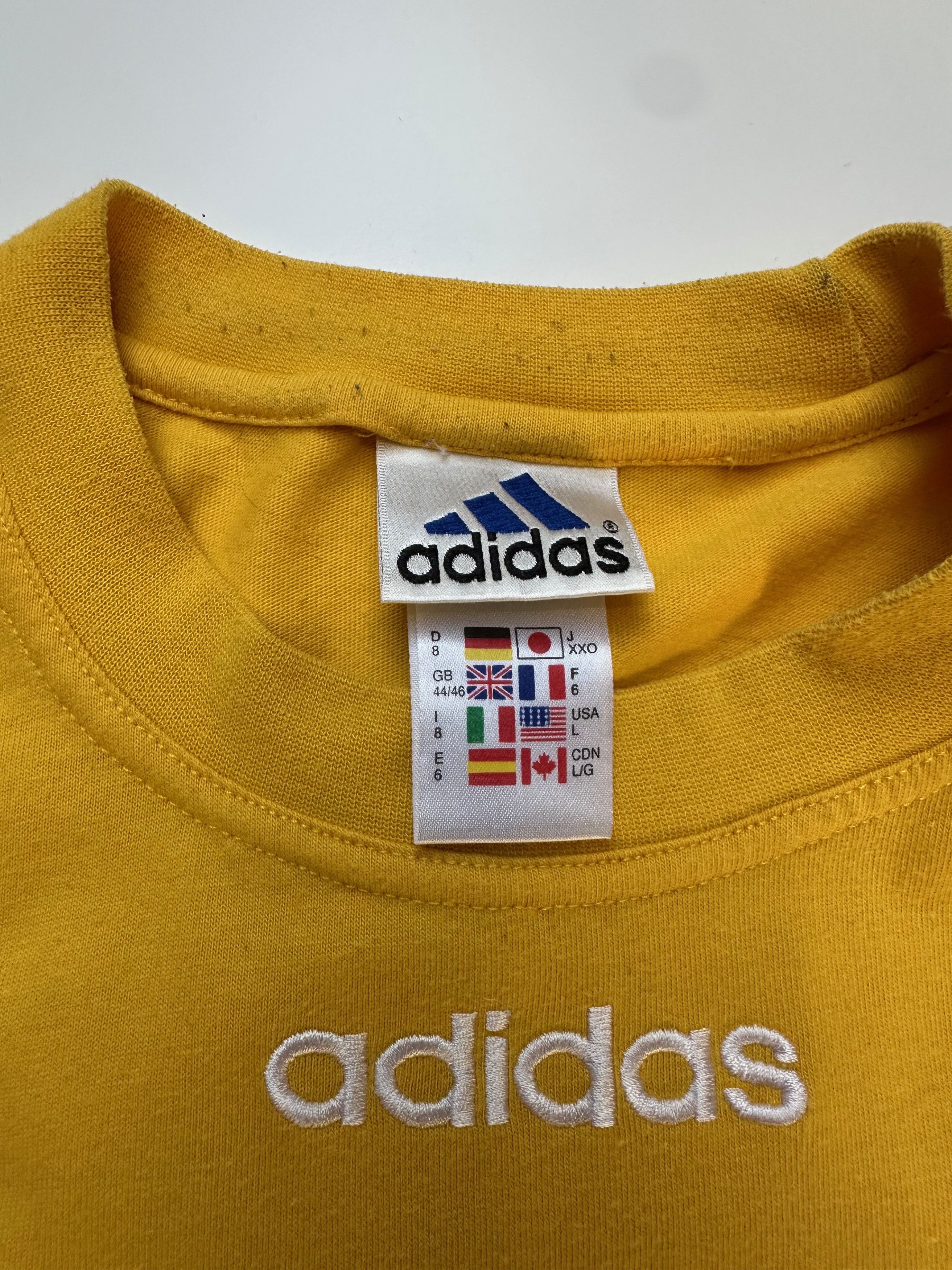 Adidas 90's Vintage Adidas T shirt yellow Size US L / EU 52-54 / 3 - 4 Thumbnail