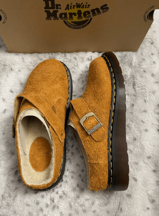 Dr. Martens DR. MARTENS ISHAM Faux Shearling Lined Suede Slingback Mules Size US 13 / EU 46 - 3 Thumbnail
