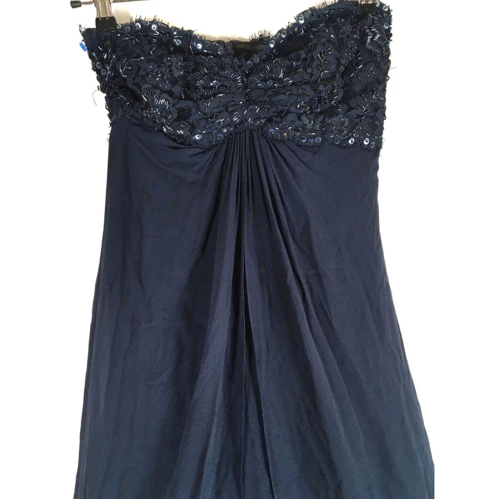 Tadashi Shoji VINTAGE Tadashi Shoji Sequined Evening Gown Dress Silk Strapless sz 6 Blue Maxi Long Formal Wedding Party/Cocktail Girls Womens Size M / US 6-8 / IT 42-44 - 2 Thumbnail