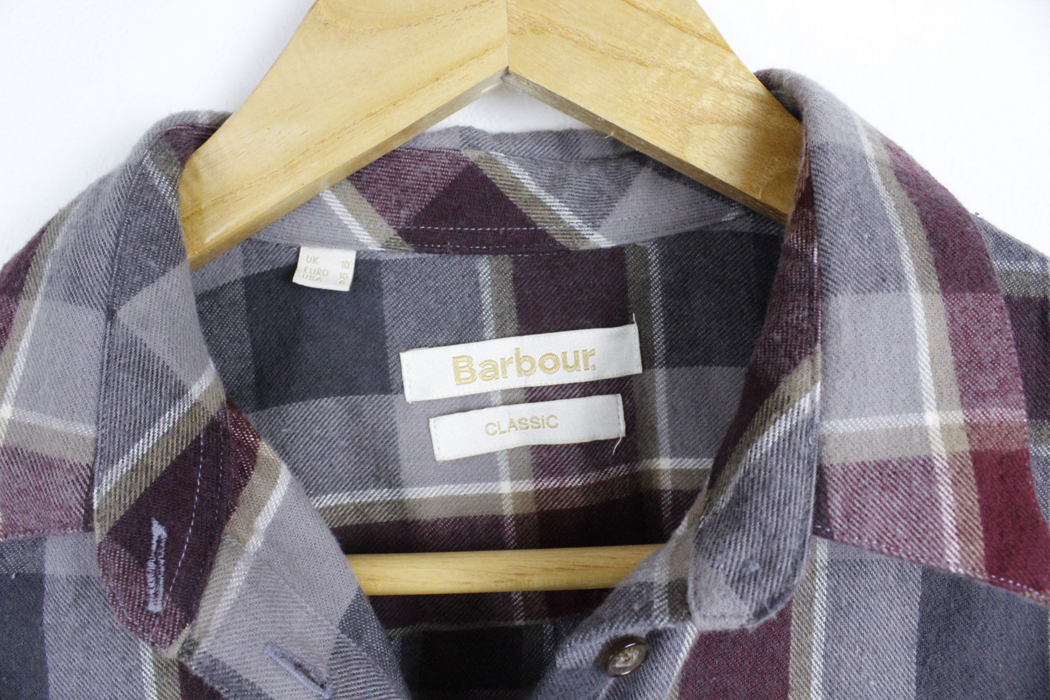 Barbour × Vintage Womens Barbour Flannel Bower Check Tartan Classic Shirt Size L / US 10 / IT 46 - 3 Thumbnail