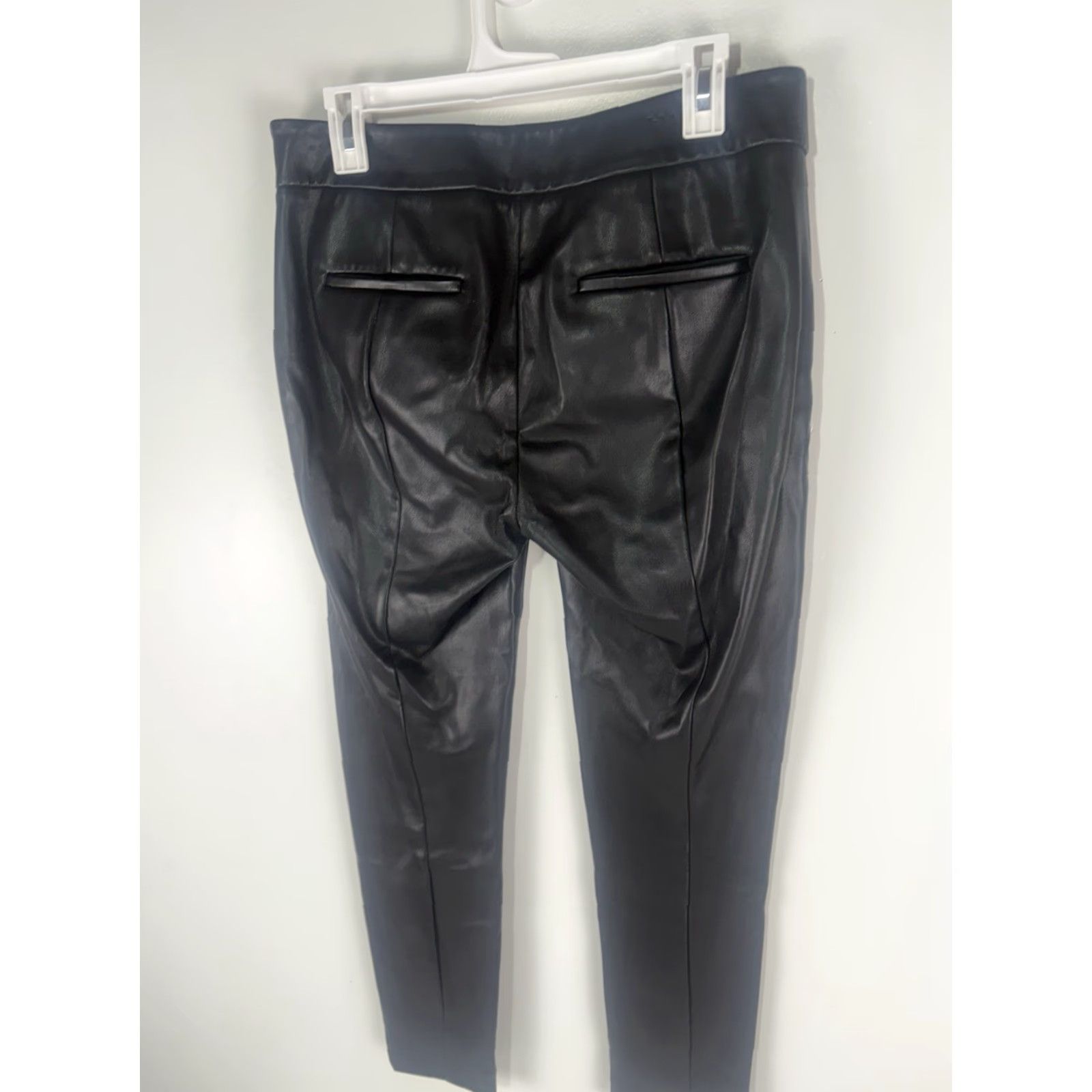 Ann Taylor Ann Taylor Black Faux Leather Skinny Side Zip Pants Womens Size 6 Indonesia Size 28" / US 6 / IT 42 - 4 Thumbnail
