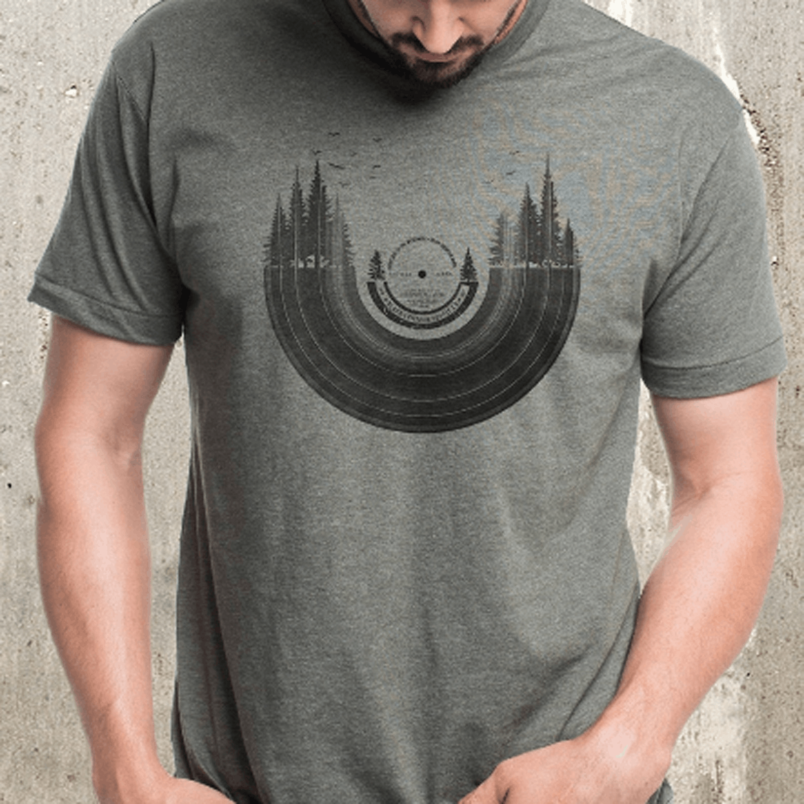 Designer × Vintage Mens Graphic Tee – Vinyl Record Forest Size US L / EU 52-54 / 3 - 3 Thumbnail