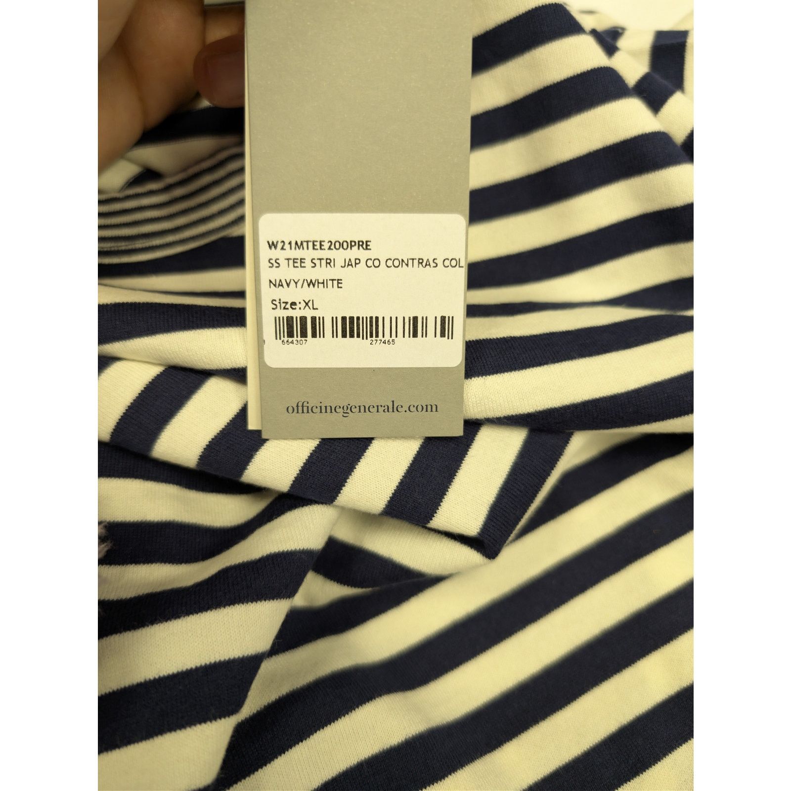 Officine Generale o1rshd1 Short Sleeve Tee T-Shirt Stripe in Navy/White Size US XL / EU 56 / 4 - 20 Thumbnail