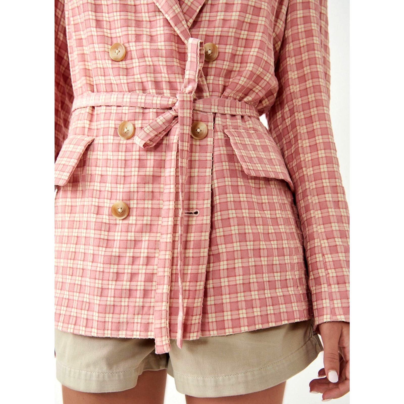 Free People Free People Olivia Plaid Blazer Pink size M Size M / US 6-8 / IT 42-44 - 4 Thumbnail