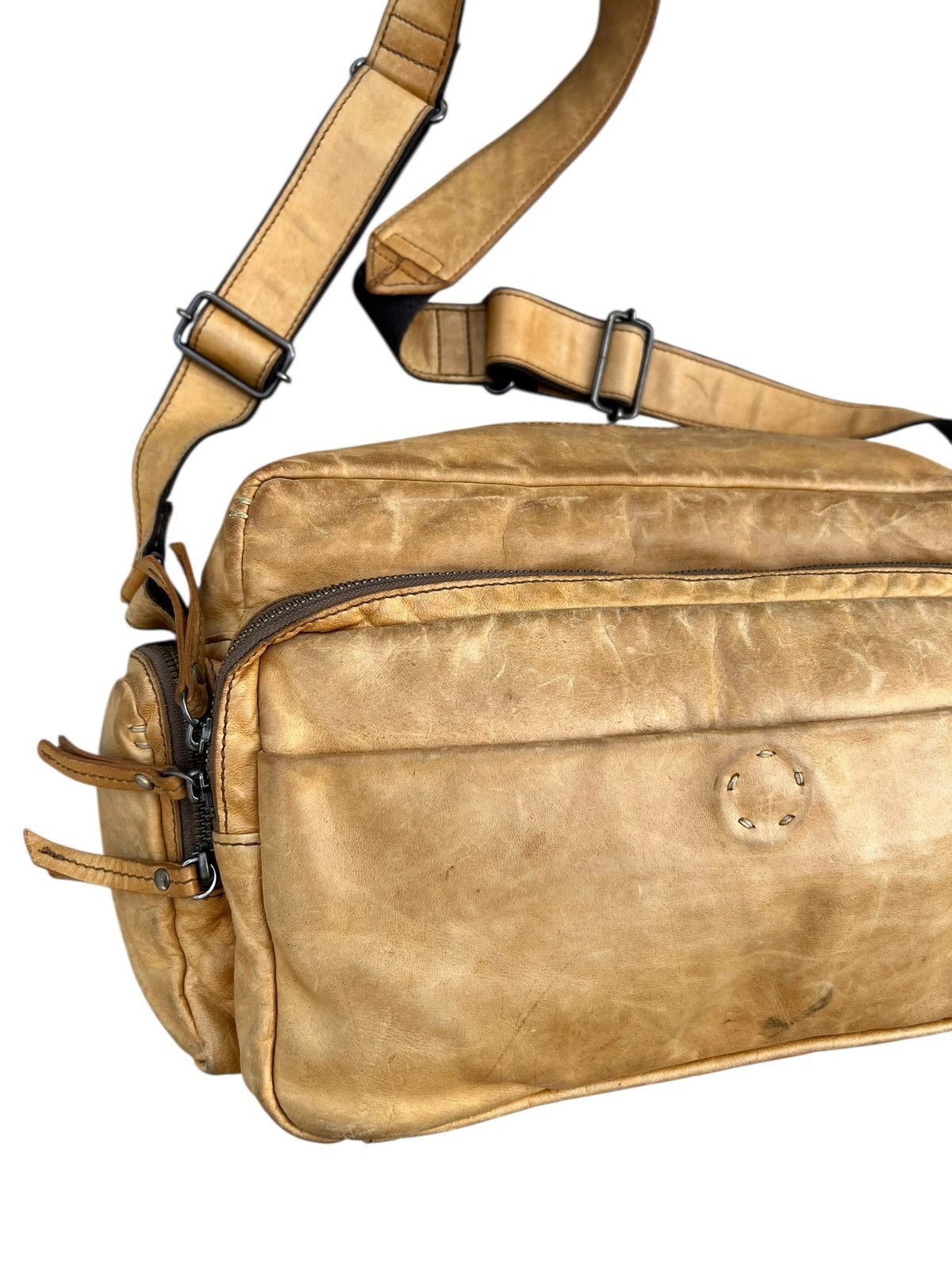 Leather LINK-KU Japan Stains Patina Horse Leather Messenger Bag Size ONE SIZE - 7 Thumbnail