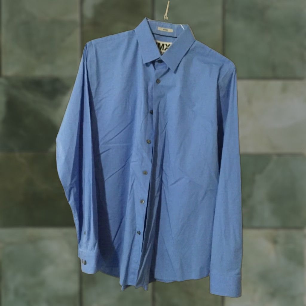 Express Express Dress Shirt Men Slim Fit 16-16 1/2 Blue Size 42R - 1 Thumbnail