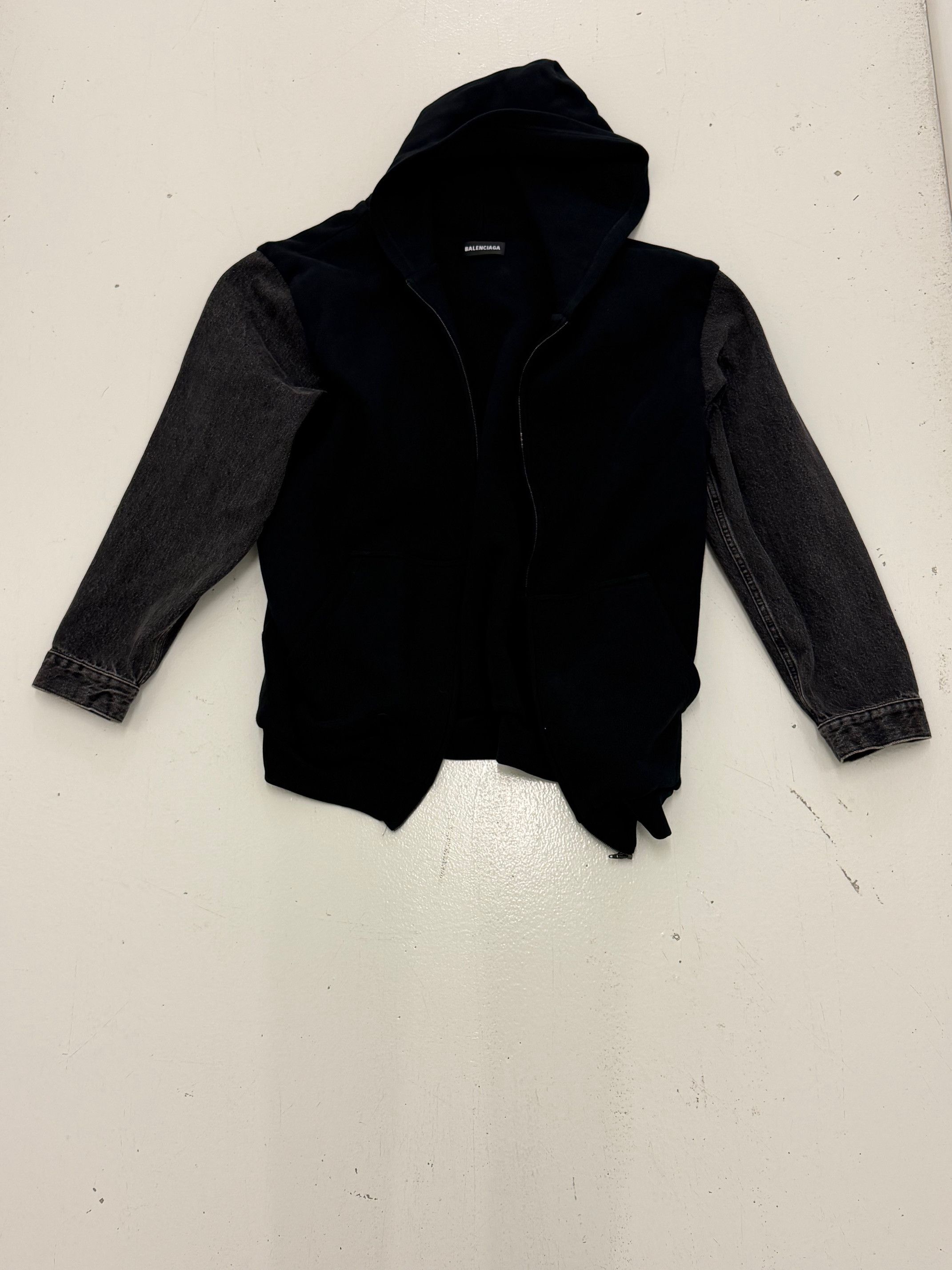Balenciaga Early Demna 'Twinset' Convertible Denim Zip Up Hoodie Jacket Size US S / EU 44-46 / 1 - 7 Thumbnail