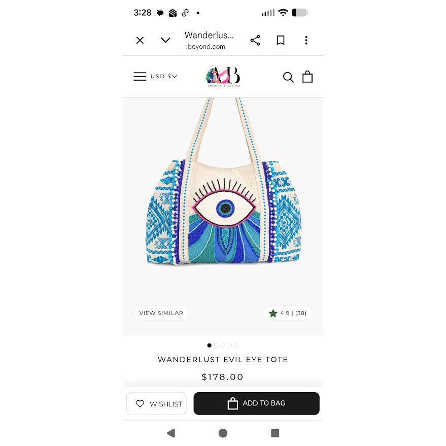 & Other Stories America & Beyond-Wanderlust Evil Eye Tote NWOT (w/dust bag) Size ONE SIZE - 2 Thumbnail