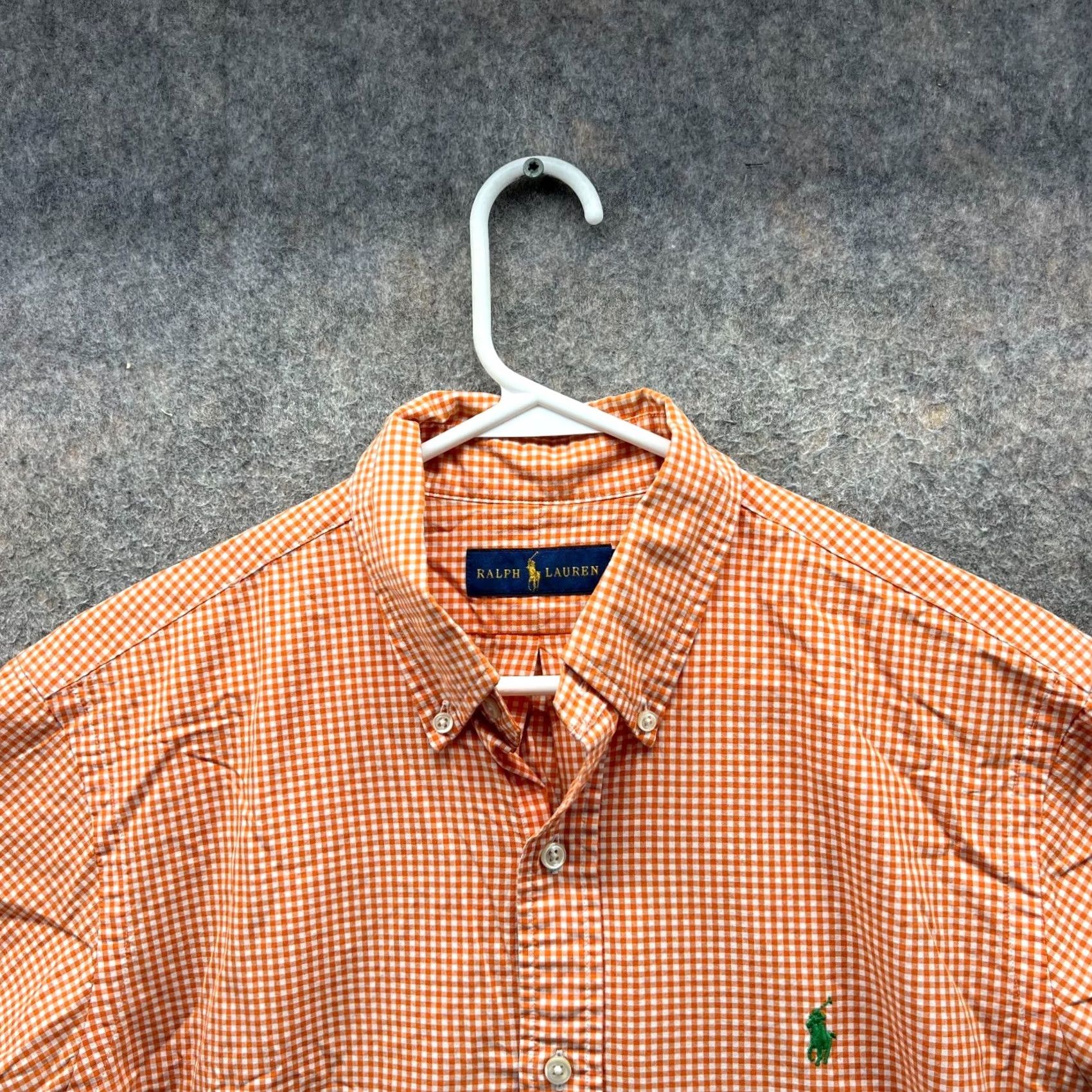 Ralph Lauren VINTAGE Ralph Lauren Shirt Mens Medium Orange Button Up Pony Gingham Short Sleeve Polo Size US M / EU 48-50 / 2 - 7 Thumbnail