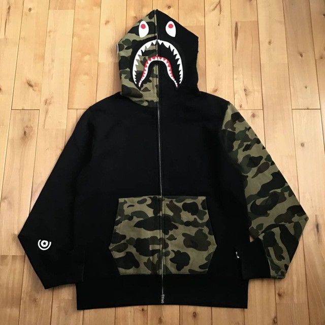 Bape shark hoodie green camo shop