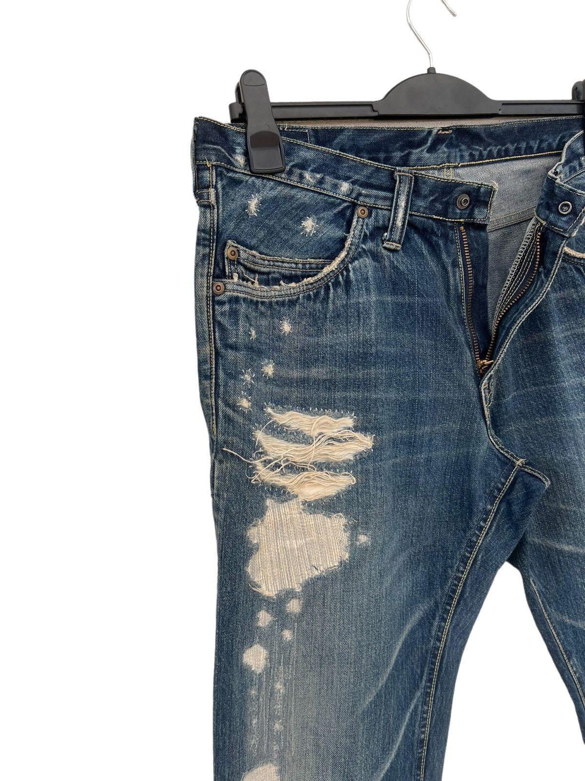 Blue Blue Japan Vintage Blue Blue Japan Distress Zigzag Denim Flare Jeans Size US 33 - 8 Thumbnail