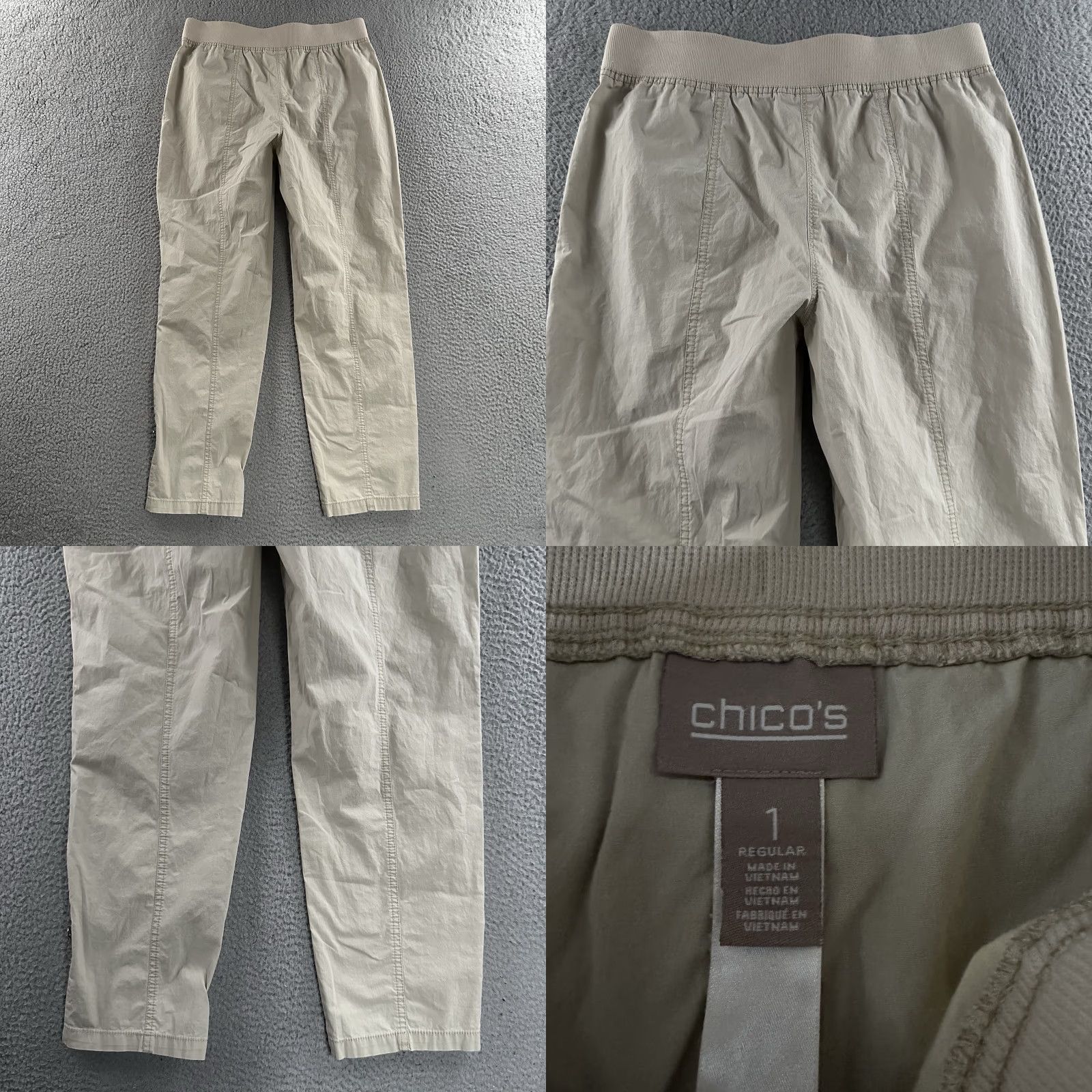 Vintage Chicos Pants Size 1 Beige Utility Roll Tab Stretch Cotton Blend Womens Size 25" / US 0 / IT 36 - 9 Thumbnail